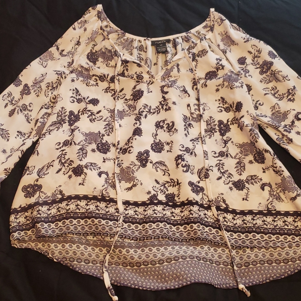 Blue & White Paisley Top